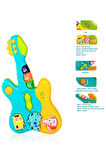 Hayvan Sesleri Çıkaran Işıklı Ninnili Müzikli Gitar İnteraktif Bebek Eğitici Tuşlu Oyuncak - Mavi