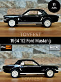 1964 1/2 FordMustang Çek Bırak Die - Cast Kapıları Açılabilen Metal Model Araba - Siyah 11.5 cm