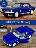 1964 1/2 Ford Mustang Çek Bırak Die - Cast Kapıları Açılabilen Metal Model Araba - Mavi 11.5 cm