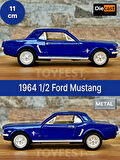 1964 1/2 Ford Mustang Çek Bırak Die - Cast Kapıları Açılabilen Metal Model Araba - Mavi 11.5 cm