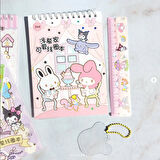 Spiral Not Defterli Cetvelli My Melody Kuromi Model Normal ve Şeffaf Sticker Dergisi - MODEL 3