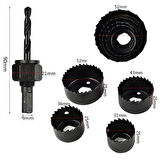 6 Parça Buat Açma Seti 38-54 mm Profesyonel Delik Panç Testere Matkap Ucu Seti