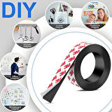 Kendinden Yapışkanlı Manyetik Şerit Bandı Esnek Kolay Kesim Mıknatıslı Güçlü Tutunan Bant 1M X 2 CM