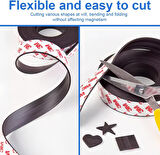 Kendinden Yapışkanlı Manyetik Şerit Bandı Esnek Kolay Kesim Mıknatıslı Güçlü Tutunan Bant 1M X 2 CM