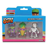 Stumble Guys 3'lü Mini Figür Seri 4 - Abducted Guy - Corn - Silver Skeleton