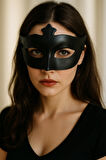 Siyah Maske Parti Kostüm Aksesuarı Şık Tasarım Yüz Maskesi Maskeli Balo İçin Uygun Model