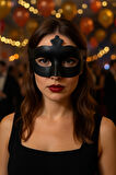 Siyah Maske Parti Kostüm Aksesuarı Şık Tasarım Yüz Maskesi Maskeli Balo İçin Uygun Model