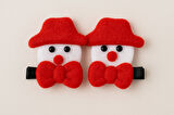 Yılbaşı Temalı Noel Baba Figürlü Keçe Saç Tokası 2li Set Parti Aksesuarı Kırmızı Beyaz Model 3