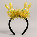 KPop Korean Style Yılbaşı Yeni Yıl Altın Tavşan Kulaklı Taç Parlak Parti Sahne Dans Aksesuarı