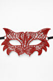Dantelli Çift Renk Siyah Kırmızı Maske Şık Parti Kostüm Aksesuarı Kadın Yüz Maskesi Model - 6