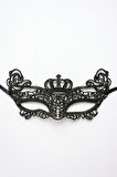 Siyah Dantel Taçlı Göz Maske Kadın Masquerade Kostüm Aksesuar Parti Maskesi - Model 11