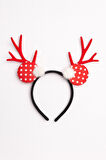 Yılbaşı Geyik Boynuzlu Puf Tüylü Kırmızı Puantiyeli Saç Bandı Çocuk Parti Taç Aksesuar
