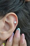 Arkası Düz Çelik Tektaş Tragus Piercing Helix Lob Kıkırdak