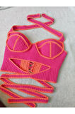 Vip Handmade Turuncu-Pembe Crop Top Büstiyer