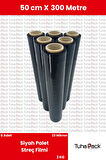 Streç Film 50cm X 250m 6 Adet, Siyah, 23 Mikron, 2000 Gr, Dayanıklı Eşya Ve Koli Streci