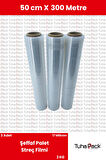 Streç Film 50cm X 300m 3 Adet, Şeffaf, 17 Mikron, 2000 Gr, Dayanıklı Eşya Ve Koli Streci