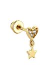 Sallantılı Yıldız Altın Helix/Kıkırdak Piercing 14 Ayar Rose