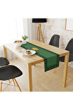 Yeşil Büst Detaylı Runner Örtüsü 140x45cm (İNCE KETEN, ULUSLARARASI YIKAMA VE SOLMAMA SERTİFİKASI)