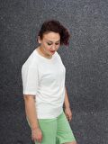 Truva Xxl Büyük Beden Kadın Giyim Bisiklet Yaka Bluz Renklİ B982