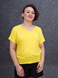 Truva Xxl Büyük Beden Kadın Giyim V Yaka Tşhirt Renkli B015
