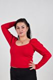 Truva Xxl Büyük Beden Kaşkorse Crop Kırmızı Bz045