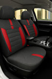 Opel Corsa B 1993–2000 GrindSport Serisi Koltuk Kılıfı Siyah Kırmızı Pamuklu Kumaş ve Deri Detaylı