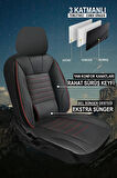Seat Leon Fr Hatchback 2011  Aracınıza Uyumlu Siyah Kırmızı Sarp Serisi Bel Destekli Kılıf