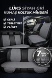 Skoda Octavia Sedan 2004–2020 Uyumlu Kumaş Koltuk Minderi Kapitone Desen Terletmez Yedili Gri