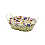 Oval Renkli Bezli Hasır Ekmek Sepeti