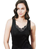 Şahinler Kalın Askılı Dantelli Siyah Atlet