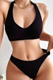 Kadın Siyah Seamless Tanga Sütyen Takım