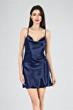 Kısa Gecelik Degaje  Lacivert 7740