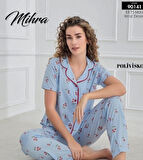 Mihra 90141 Kadın Boydan Düğmeli Pijama Takımı