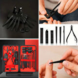 24 Parça Kendiliğinden Deri Çantalı Seyahat Tipi Manikür Pedikür Seti