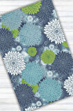 Mavi Çiçek Desenli Halı Dijital Baskılı Dokuma Kaymaz Tabanlı Yıkanabilir Salon Salon Halısı
