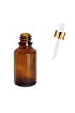 Amber Cam Şişe 30ml Metal Gold Kapak Cam Damlalıklı 48 Adet