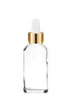 Şeffaf Cam Şişe 50ml Metal Gold Kapak Cam Damlalıklı 24 Adet