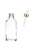 Şeffaf Cam Şişe 50ml Metal Gold Kapak Cam Damlalıklı 24 Adet