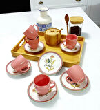 6 Kişilik Seramik 80ml Türk Kahve Fincan Seti Dijital Baskılı Bulaşık Makinasında Yıkanabilir