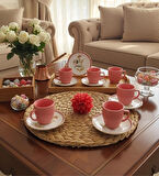 6 Kişilik Seramik 80ml Türk Kahve Fincan Seti Dijital Baskılı Bulaşık Makinasında Yıkanabilir