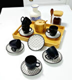 6 Kişilik Seramik 80ml Türk Kahve Fincan Seti Dijital Baskılı Bulaşık Makinasında Yıkanabilir