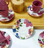 6 Kişilik Seramik 80ml Türk Kahve Fincan Seti Dijital Baskılı Bulaşık Makinasında Yıkanabilir