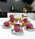 6 Kişilik Seramik 80ml Türk Kahve Fincan Seti Dijital Baskılı Bulaşık Makinasında Yıkanabilir