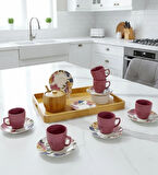 6 Kişilik Seramik 80ml Türk Kahve Fincan Seti Dijital Baskılı Bulaşık Makinasında Yıkanabilir