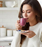 6 Kişilik Seramik 80ml Türk Kahve Fincan Seti Dijital Baskılı Bulaşık Makinasında Yıkanabilir