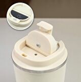 Beyaz Mat Kupa & Kişiye Özel 350 Ml Beyaz Kaydırmaz Dereceli Termos & Kraft Kutulu Mum Hediye Seti