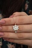 925 Ayar Aquamarin Taşlı Manolya Çiçeği  Kolye Kadın Gümüş Kolye