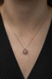 925 Ayar Pembe Lotus Çiçeği Kolye Kadın Gümüş Kolye