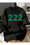 Unisex 222 Numaralı Trend Baskılı Oversize T-shirt