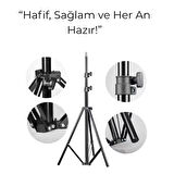 Ayarlanabilir Alüminyum Tripod Işık Standı – Ring Light ve Kamera Uyumlu, Katlanabilir Tasarım